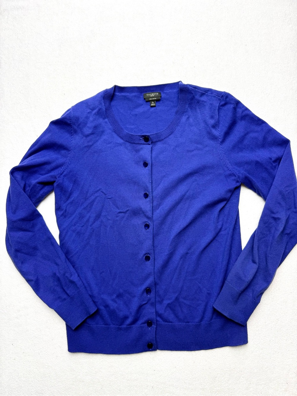 Talbots Women's Cobalt Button-Front Crewneck Cardigan